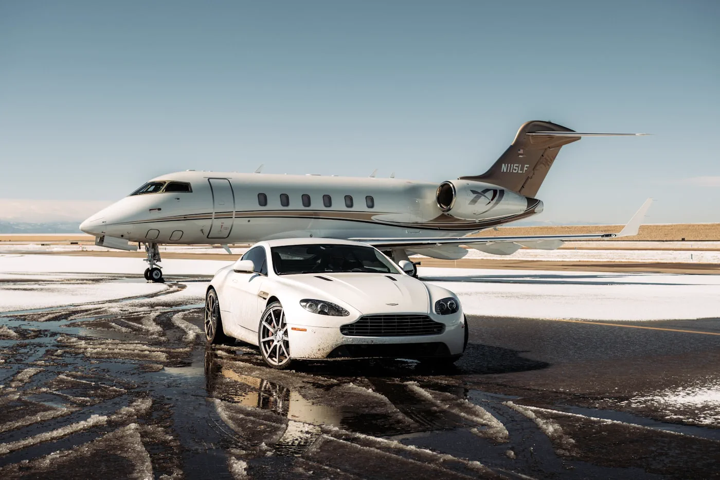 Private jet and chauffeur car