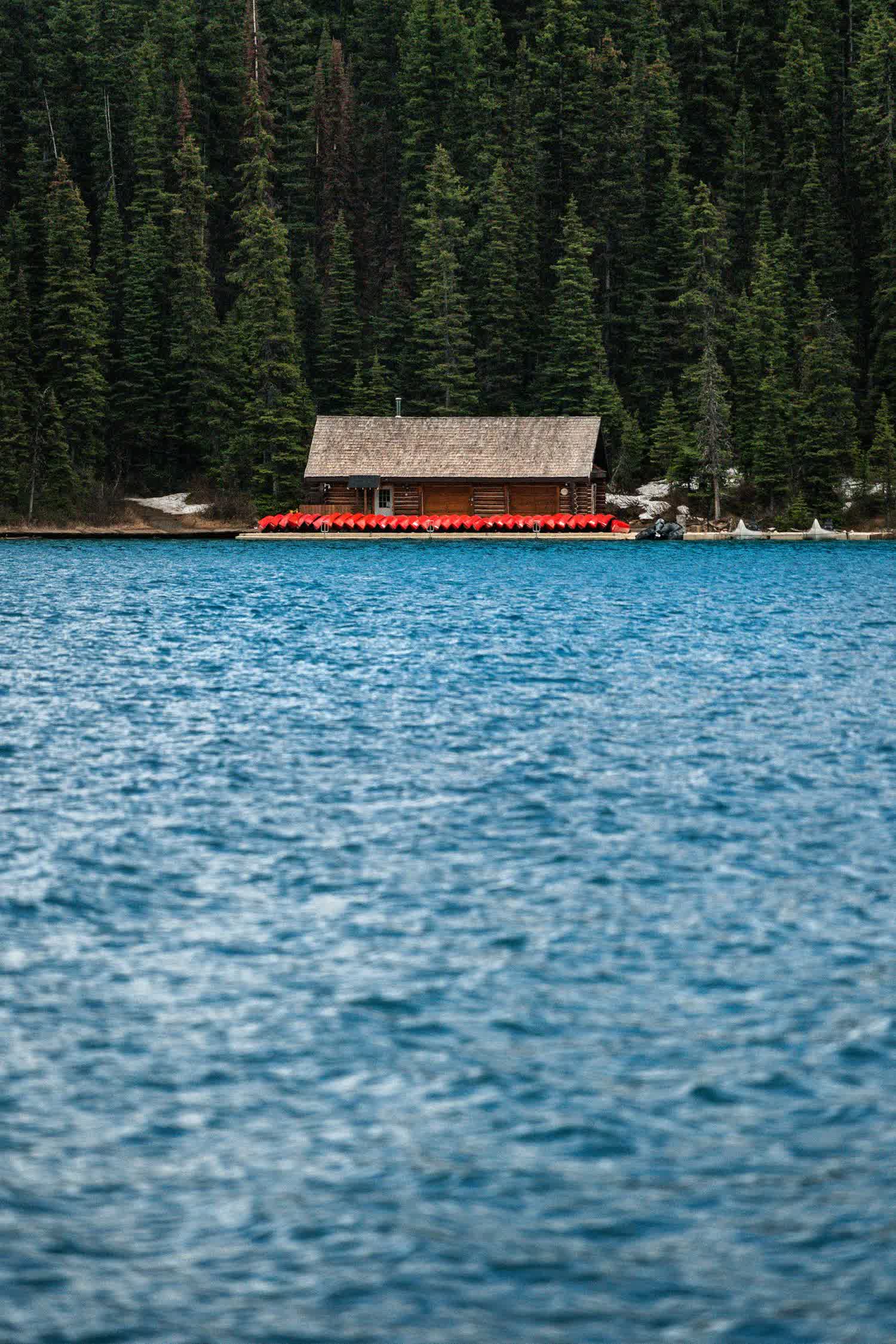 A remote cabin by a lake in the wilderness